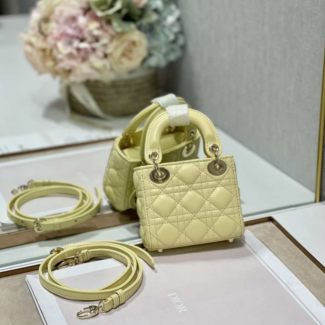 Dior S0856 MICRO LADY Dior Bag Yellow Cannage Lambskin | dior s0856 micro lady dior bag yellow cannage lambskin 006