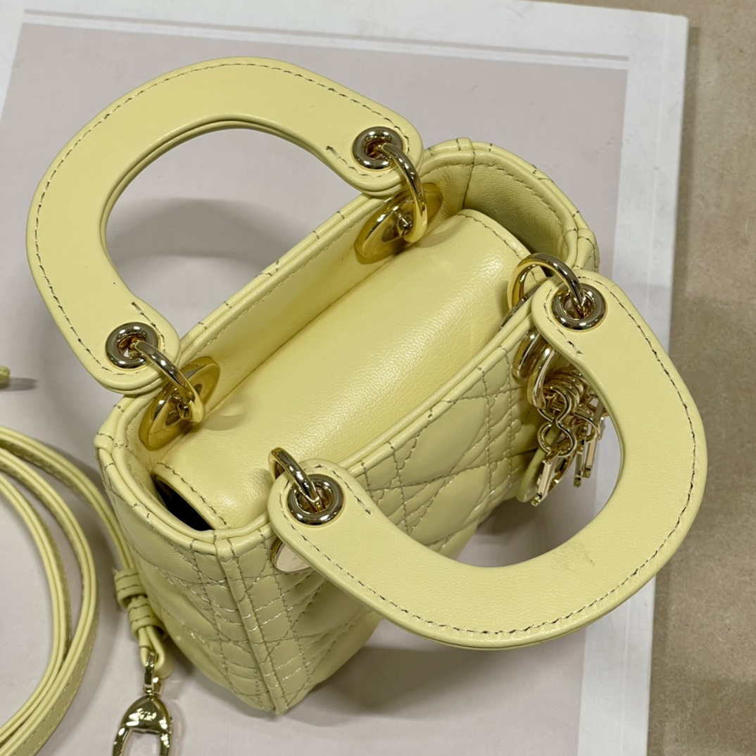 Dior S0856 MICRO LADY Dior Bag Yellow Cannage Lambskin | dior s0856 micro lady dior bag yellow cannage lambskin 007