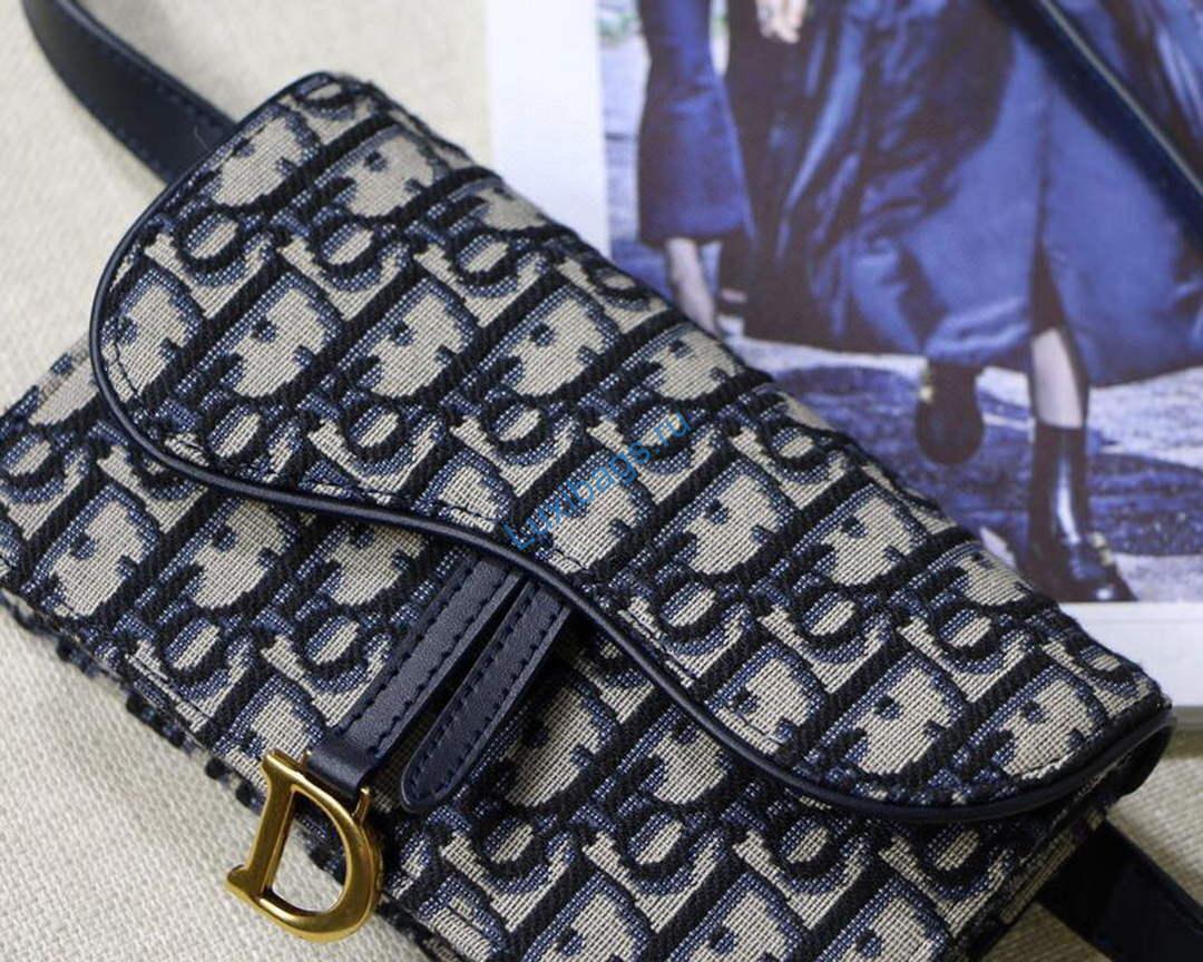 Dior Saddle Belt Bag S5619 Blue Dior Oblique Jacquard | dior s5619 saddle belt bag blue dior oblique jacquard 02