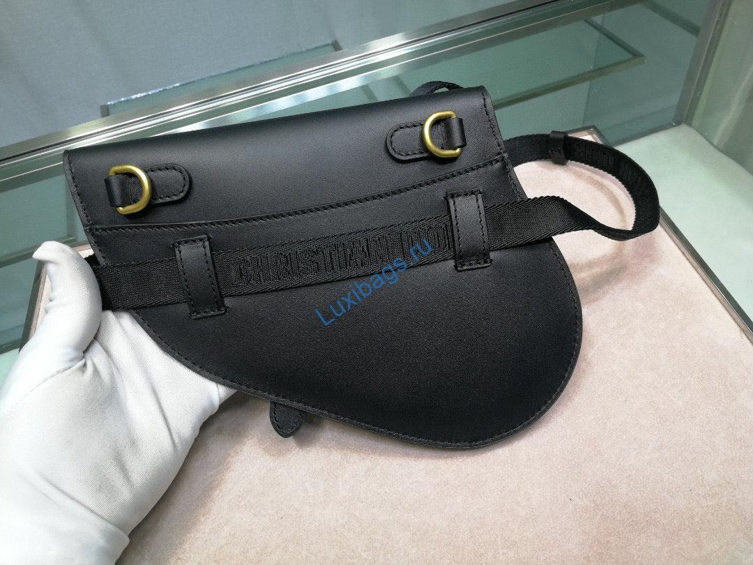 Dior Saddle Belt Bag S5632 Black Goat leather | dior s5632 saddle belt bag black goat leather 02
