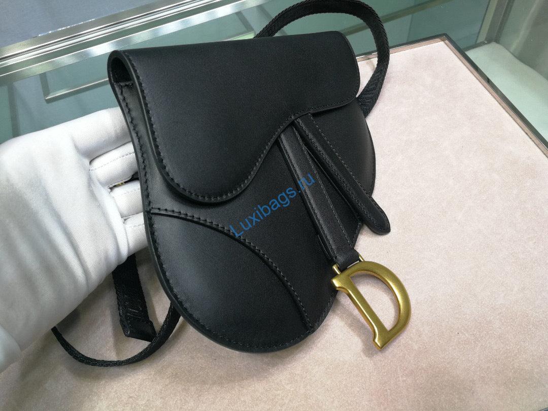 Dior Saddle Belt Bag S5632 Black Goat leather | dior s5632 saddle belt bag black goat leather 03