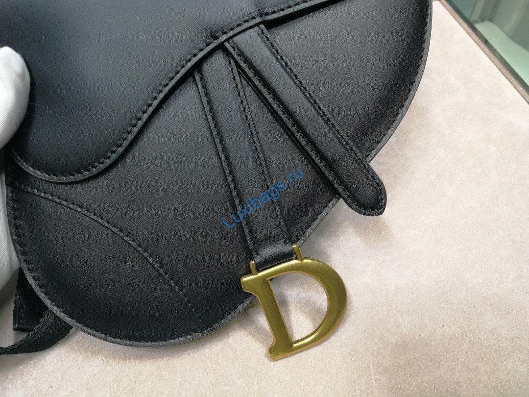 Dior Saddle Belt Bag S5632 Black Goat leather | dior s5632 saddle belt bag black goat leather 04