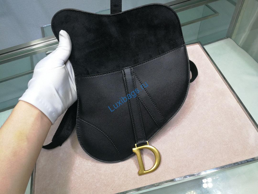 Dior Saddle Belt Bag S5632 Black Goat leather | dior s5632 saddle belt bag black goat leather 06