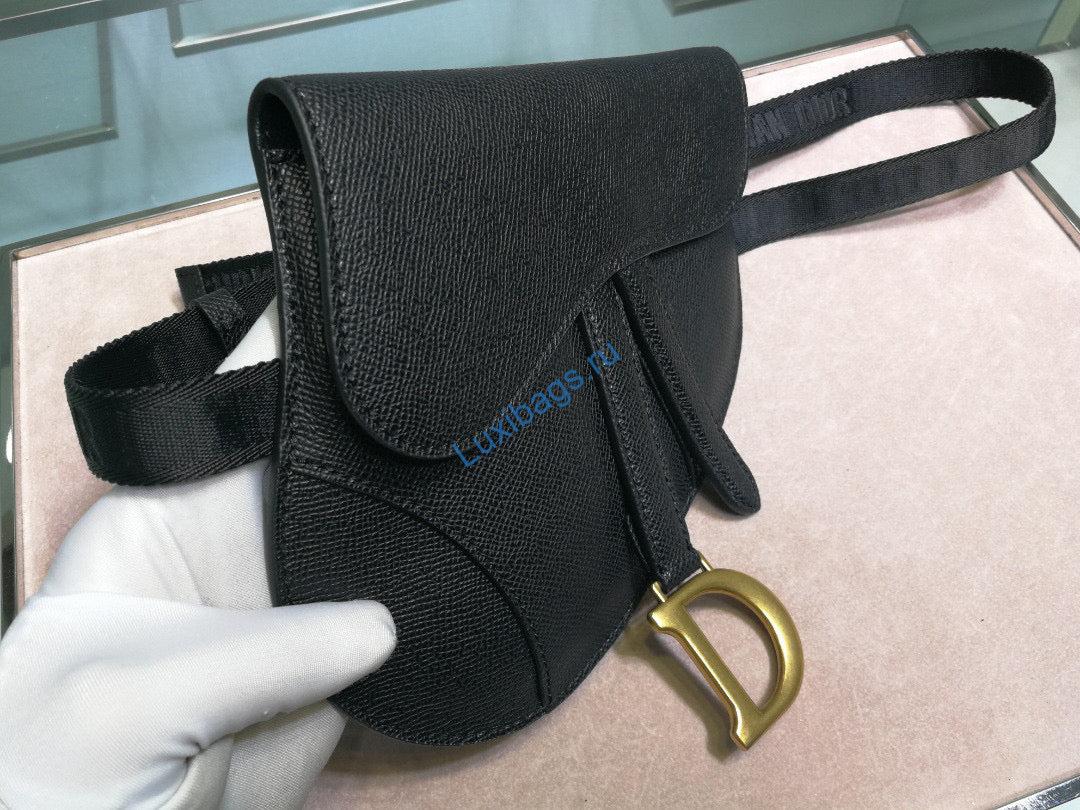Dior Saddle Belt Bag S5632 Black grained calfskin | dior s5632 saddle belt bag black grained calfskin 03
