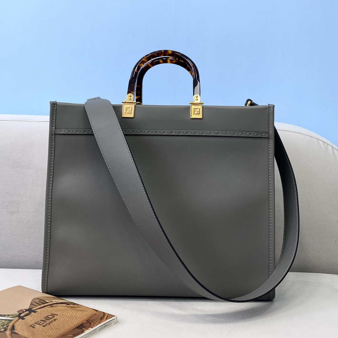 Fendi 8BH386 Sunshine Medium Bag 8266S Dark Grey leather shopper | fendi 8266s sunshine medium bag 8bh386 dark grey leather shopper 003