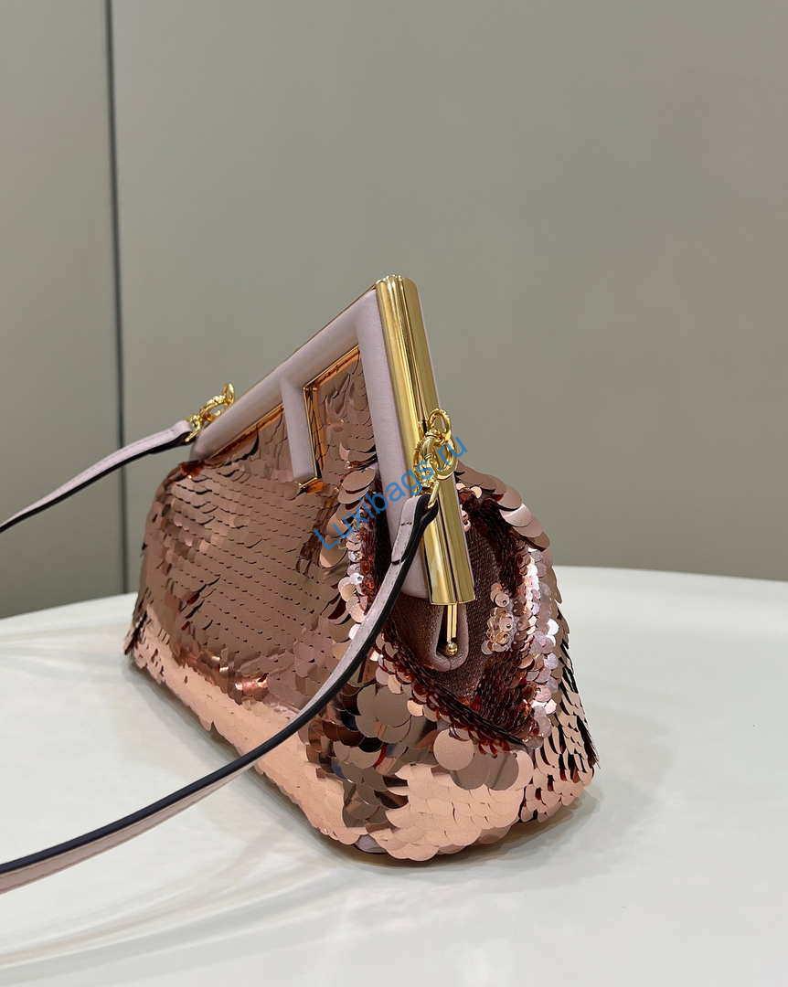 Fendi 8BP129 Fendi First Small Pink sequinned bag 80018M | fendi 8bp129 fendi first small pink sequinned bag 012