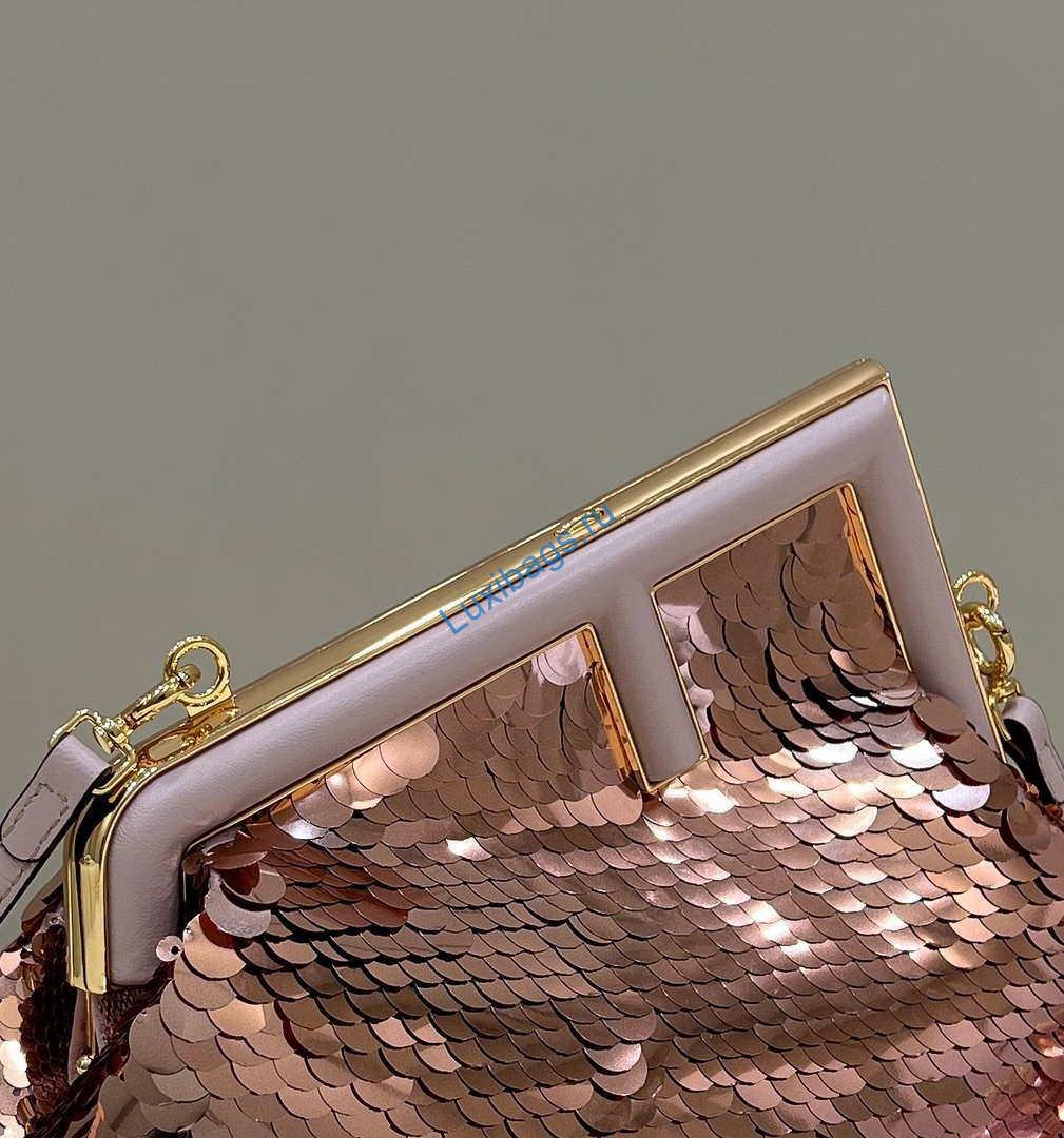 Fendi 8BP129 Fendi First Small Pink sequinned bag 80018M | fendi 8bp129 fendi first small pink sequinned bag 014