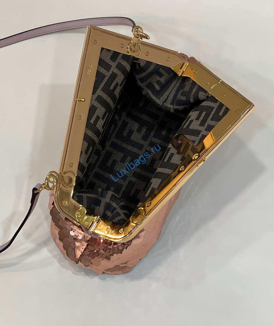 Fendi 8BP129 Fendi First Small Pink sequinned bag 80018M | fendi 8bp129 fendi first small pink sequinned bag 017