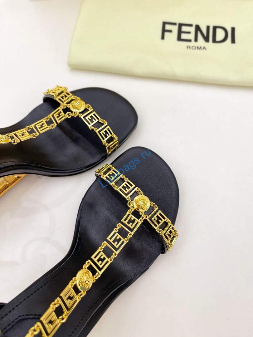 Fendi 8X8306 First Fendace Leather high-heeled Sandals black | fendi 8x8306 first fendace leather high heeled sandalsr 017
