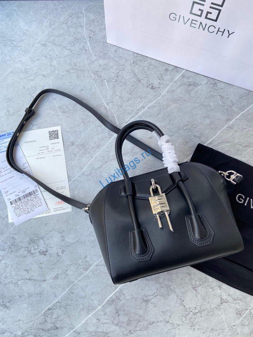Givenchy BB50J0B00D Mini Antigona Lock Bag in Box Leather Black | givenchy bb50j0b mini antigona lock bag in box leather 007
