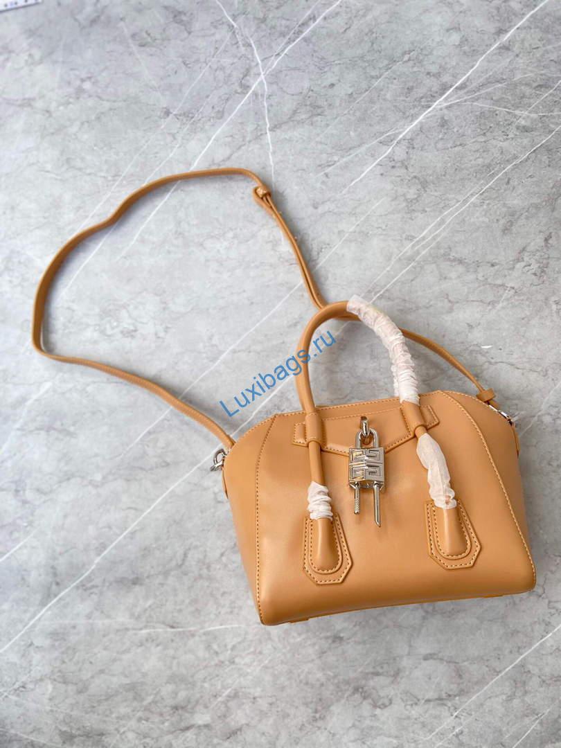 Givenchy BB50J0B00D Mini Antigona Lock Bag in Box Leather Apricot | givenchy bb50j0b mini antigona lock bag in box leather 018