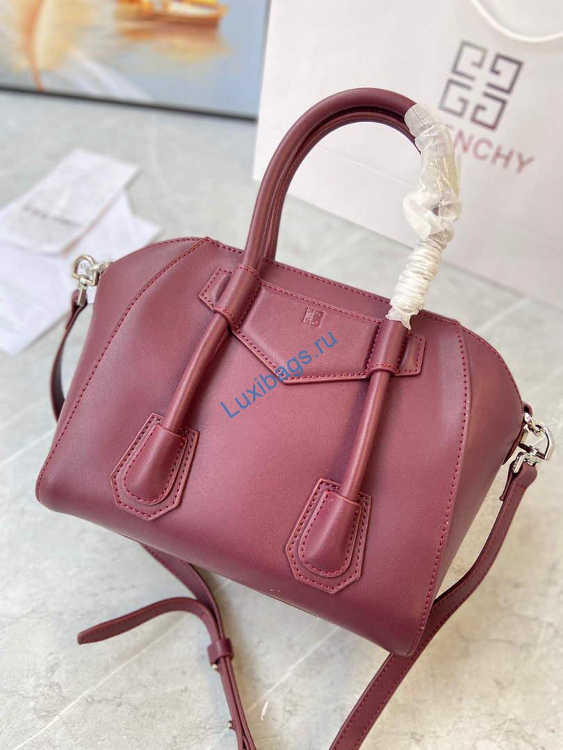Givenchy BB50J0B00D Mini Antigona Lock Bag in Box Leather Wine red | givenchy bb50j0b mini antigona lock bag in box leather 034