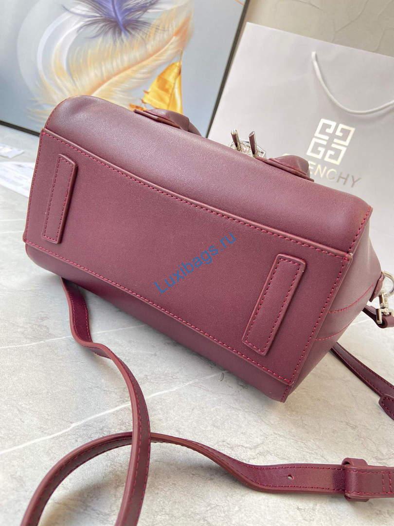 Givenchy BB50J0B00D Mini Antigona Lock Bag in Box Leather Wine red | givenchy bb50j0b mini antigona lock bag in box leather 037
