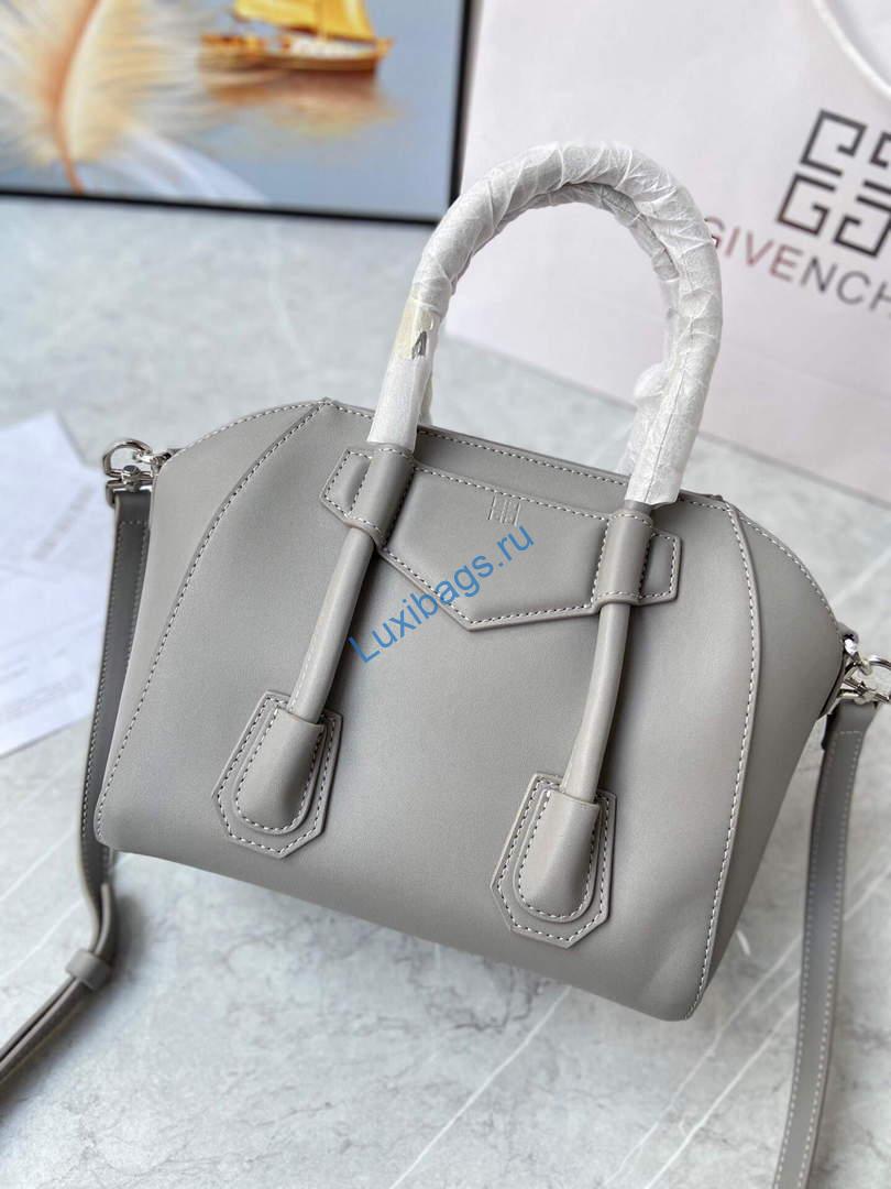 Givenchy BB50J0B00D Mini Antigona Lock Bag in Box Leather Gray | givenchy bb50j0b mini antigona lock bag in box leather 044