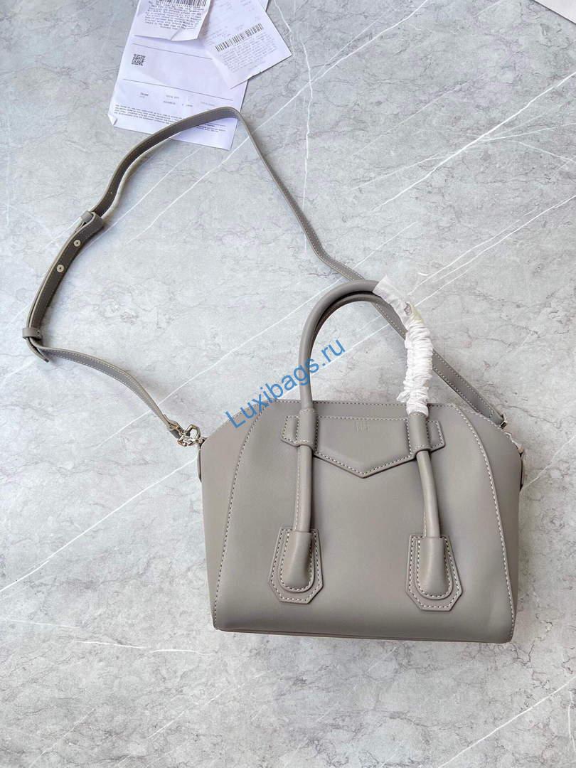 Givenchy BB50J0B00D Mini Antigona Lock Bag in Box Leather Gray | givenchy bb50j0b mini antigona lock bag in box leather 049