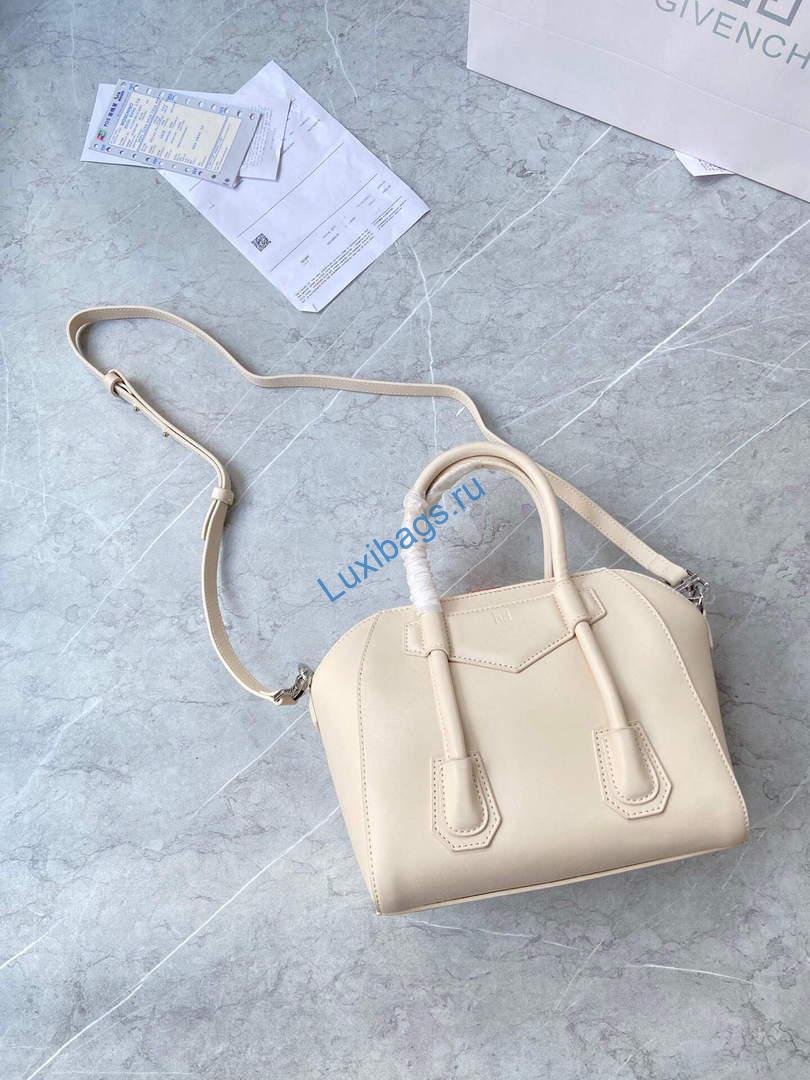 Givenchy BB50J0B00D Mini Antigona Lock Bag in Box Leather Beige | givenchy bb50j0b mini antigona lock bag in box leather 059