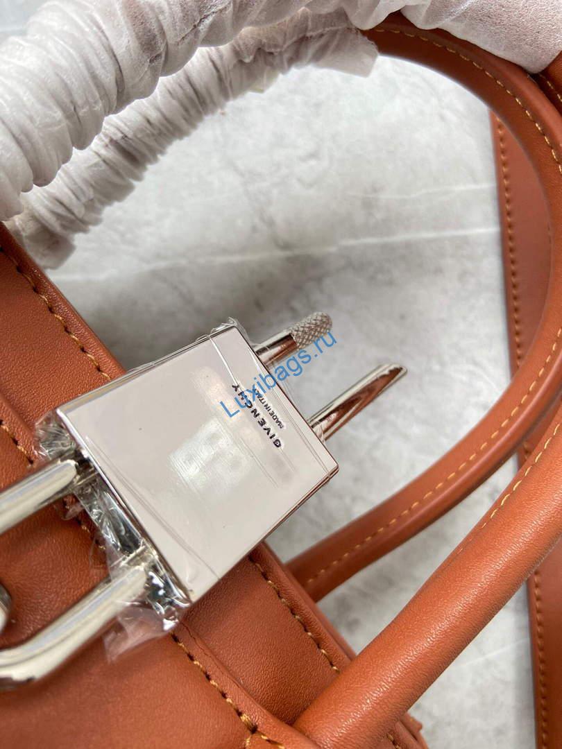 Givenchy BB50J0B00D Mini Antigona Lock Bag in Box Leather Brown | givenchy bb50j0b mini antigona lock bag in box leather 079