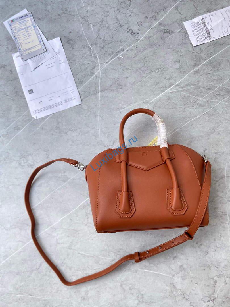 Givenchy BB50J0B00D Mini Antigona Lock Bag in Box Leather Brown | givenchy bb50j0b mini antigona lock bag in box leather 082