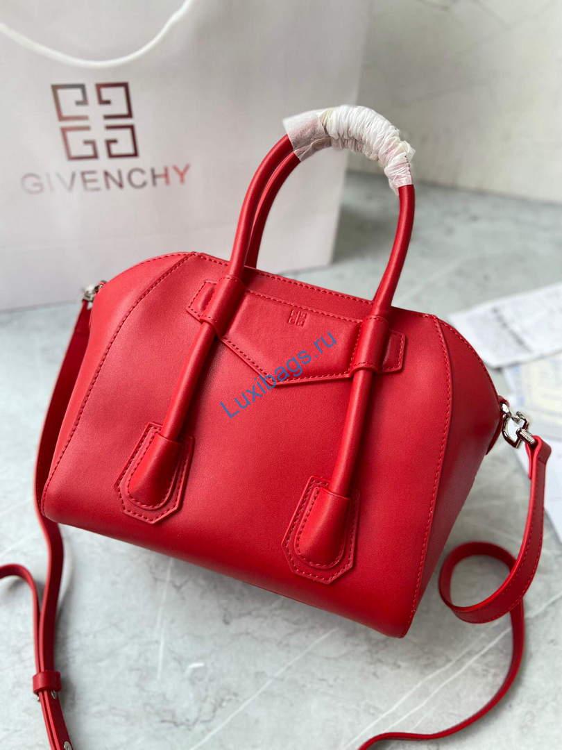 Givenchy BB50J0B00D Mini Antigona Lock Bag in Box Leather Red | givenchy bb50j0b mini antigona lock bag in box leather 086