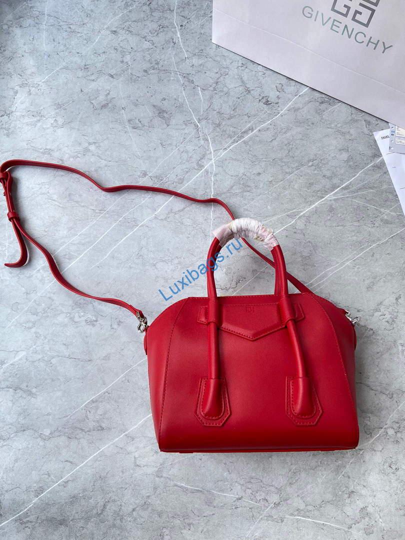 Givenchy BB50J0B00D Mini Antigona Lock Bag in Box Leather Red | givenchy bb50j0b mini antigona lock bag in box leather 090