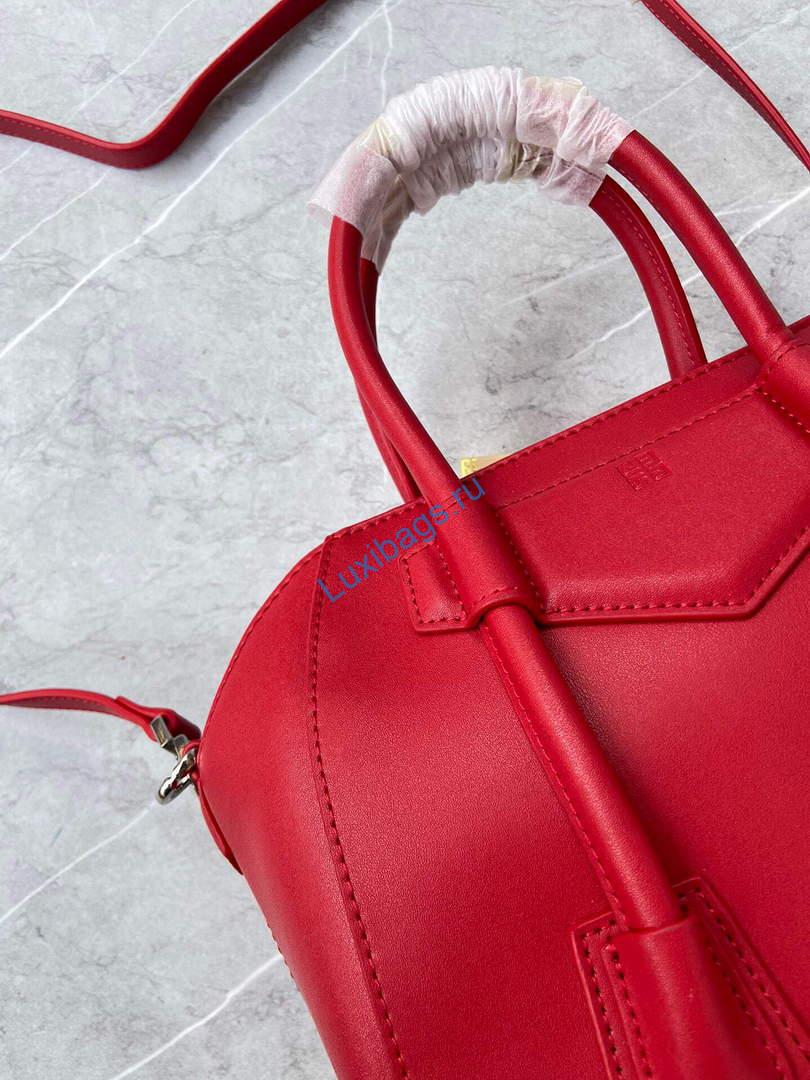 Givenchy BB50J0B00D Mini Antigona Lock Bag in Box Leather Red | givenchy bb50j0b mini antigona lock bag in box leather 092