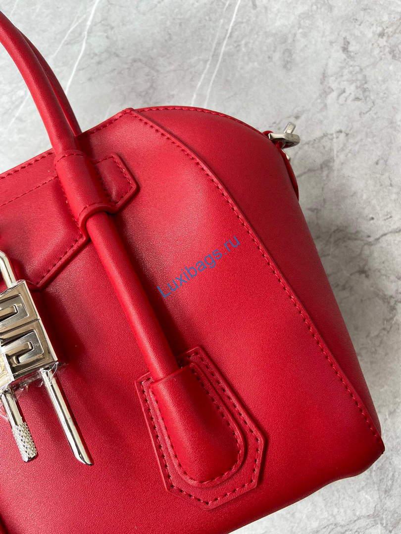Givenchy BB50J0B00D Mini Antigona Lock Bag in Box Leather Red | givenchy bb50j0b mini antigona lock bag in box leather 095
