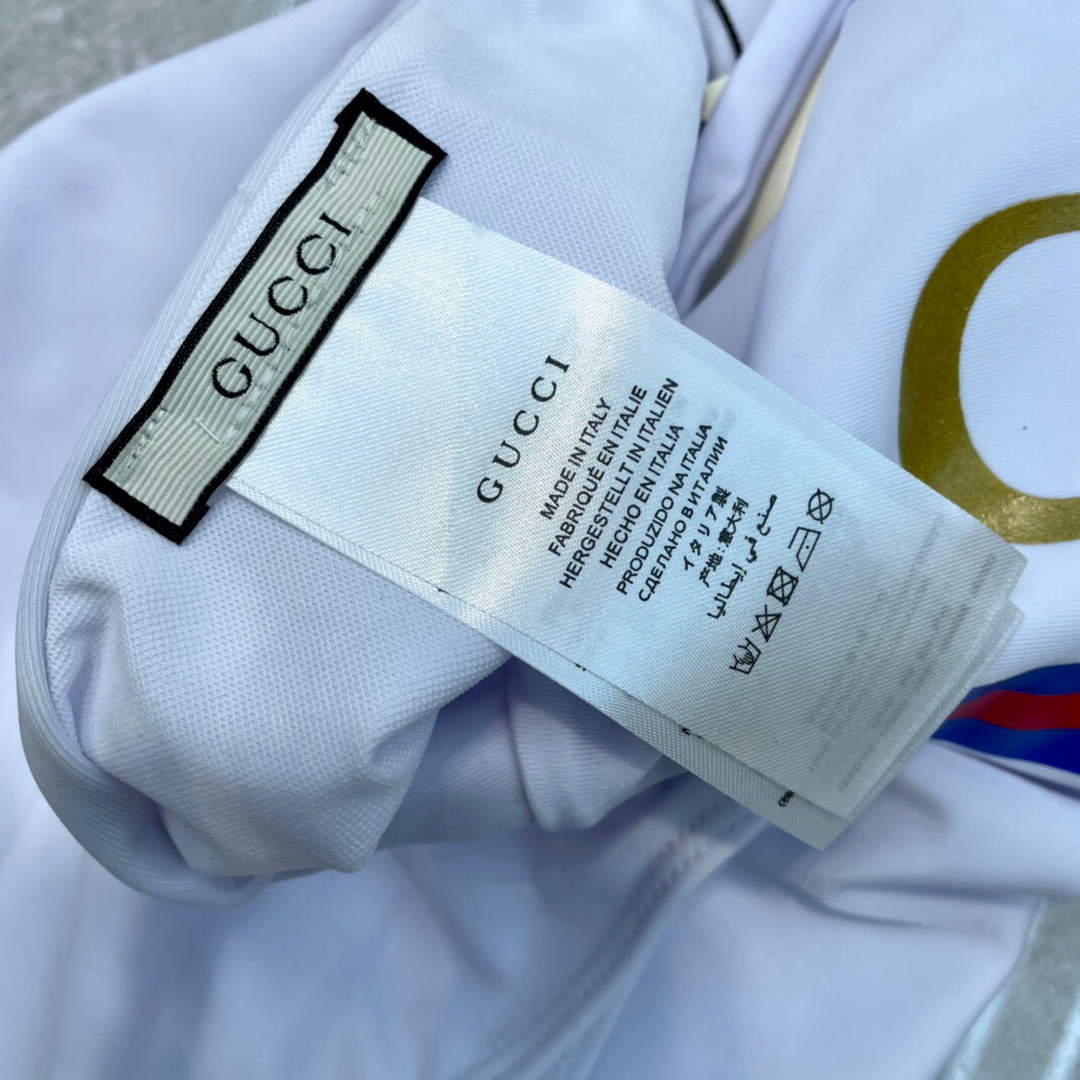 Gucci Sparkling swimsuit with Gucci logo 501899 White | gucci sparkling swimsuit with gucci logo 501899 017