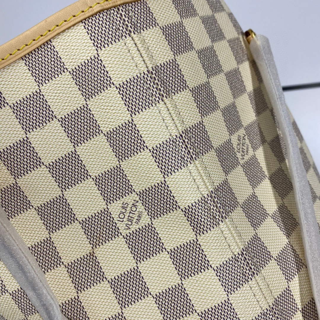 Louis Vuitton LV N41360 Neverfull GM Damier Azur Beige | louis vuitton lv n41360 neverfull gm damier azur white 04