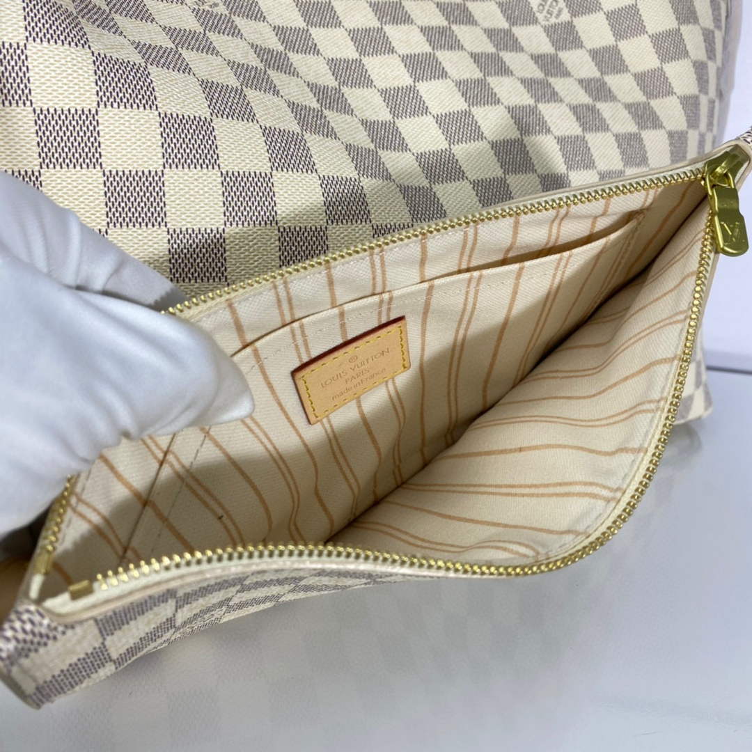 Louis Vuitton LV N41360 Neverfull GM Damier Azur Beige | louis vuitton lv n41360 neverfull gm damier azur white 05