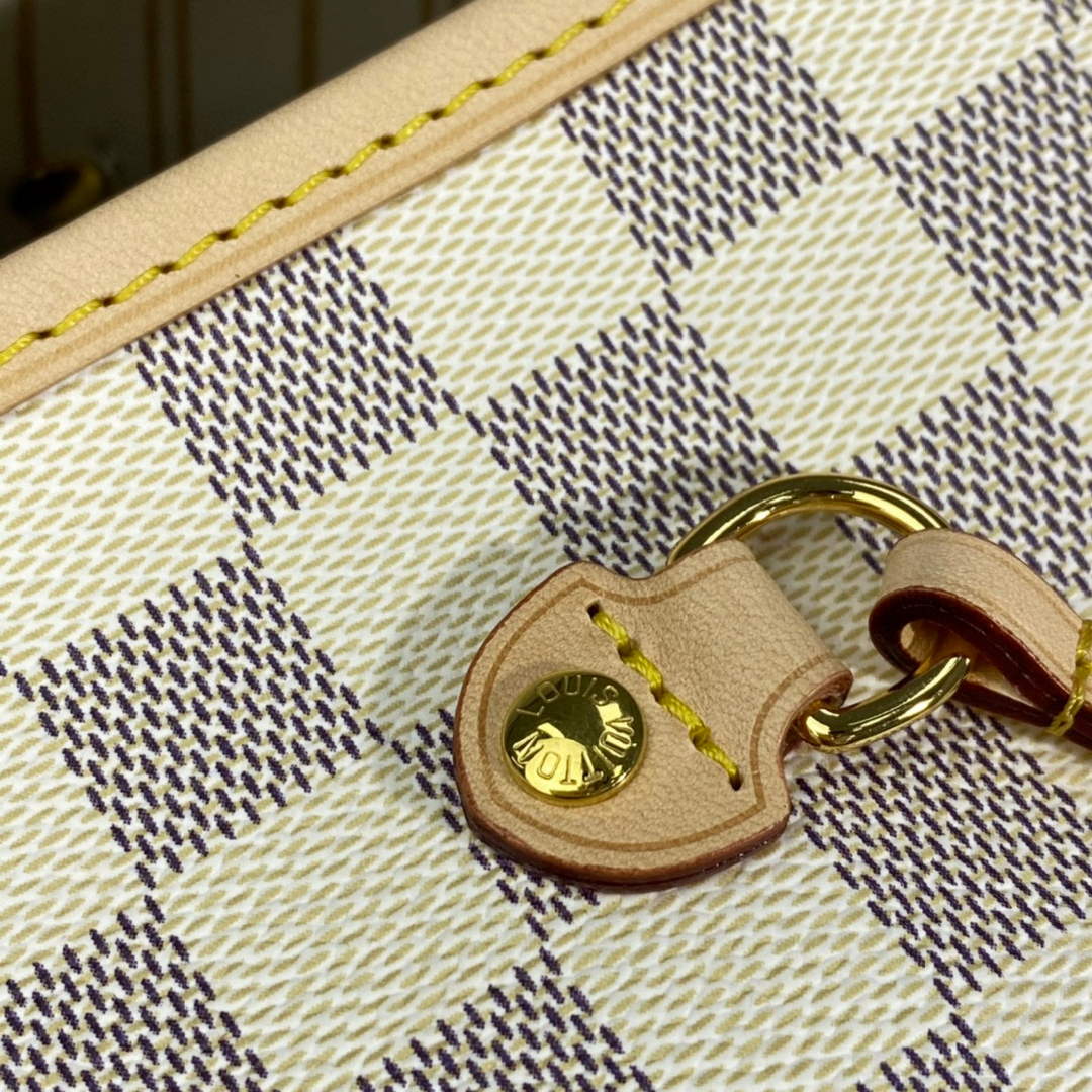 Louis Vuitton LV N41360 Neverfull GM Damier Azur Beige | louis vuitton lv n41360 neverfull gm damier azur white 06
