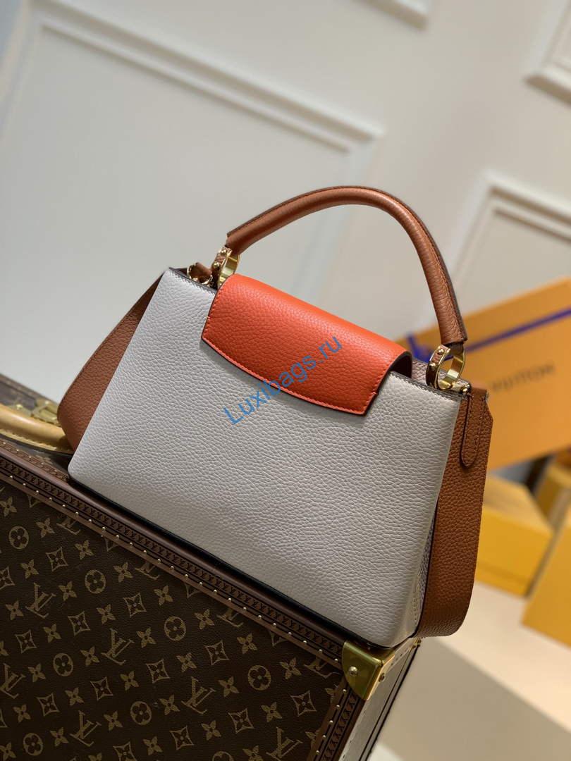 LV M57904 Louis Vuitton Capucines BB Handbag Apricot and Orange | lv m57904 louis vuitton capucines bb handbag beige and orange 002