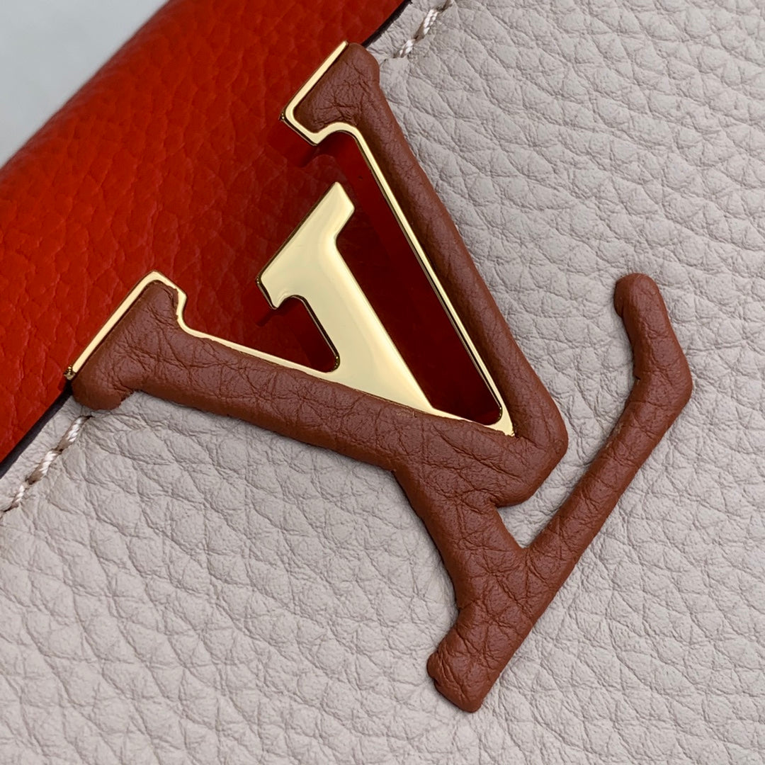 LV M57904 Louis Vuitton Capucines BB Handbag Apricot and Orange | lv m57904 louis vuitton capucines bb handbag beige and orange 004