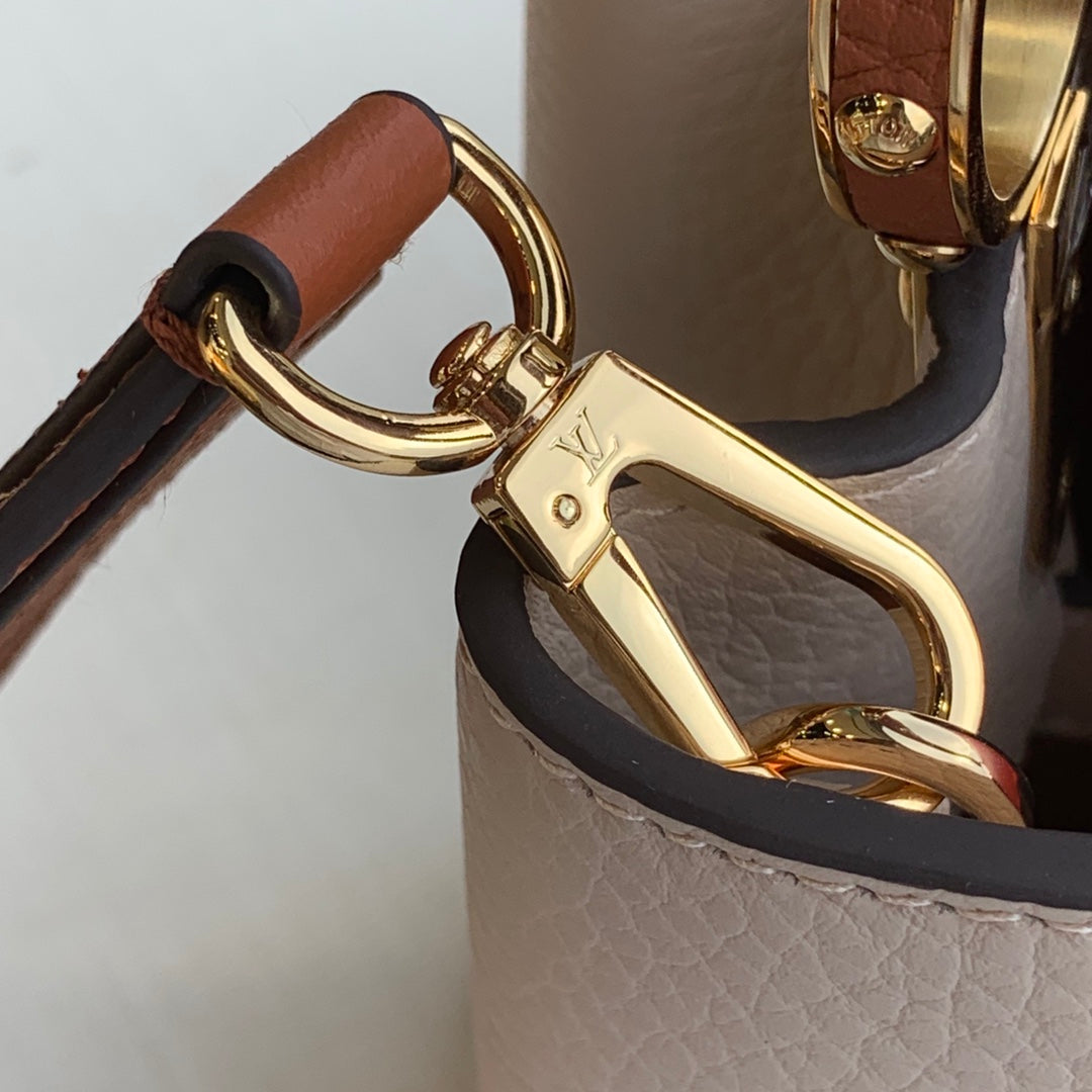 LV M57904 Louis Vuitton Capucines BB Handbag Apricot and Orange | lv m57904 louis vuitton capucines bb handbag beige and orange 005