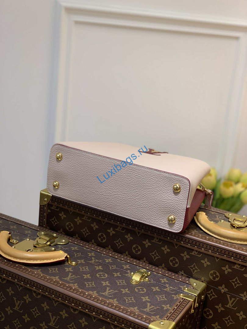 LV M58610 Louis Vuitton Capucines MM Handbag Beige and Wine red | lv m58610 louis vuitton capucines mm handbag beige and wine red 004