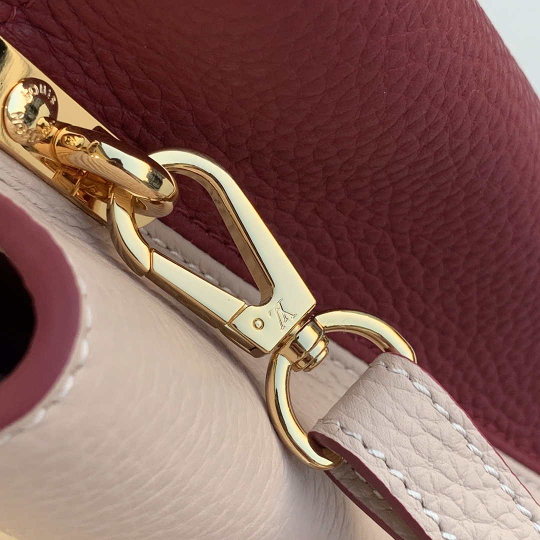 LV M58610 Louis Vuitton Capucines MM Handbag Beige and Wine red | lv m58610 louis vuitton capucines mm handbag beige and wine red 005