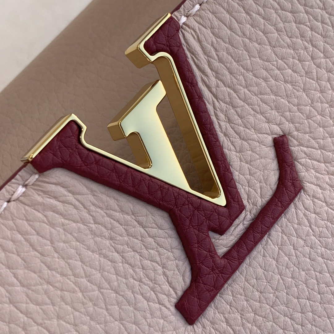LV M58610 Louis Vuitton Capucines MM Handbag Beige and Wine red | lv m58610 louis vuitton capucines mm handbag beige and wine red 006