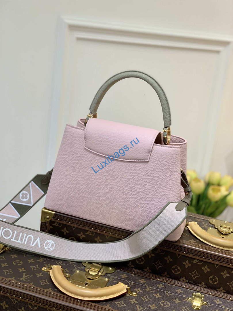 LV M59060 Louis Vuitton Capucines MM Handbag Rose Beige | lv m59060 louis vuitton capucines mm handbag rose beige 002