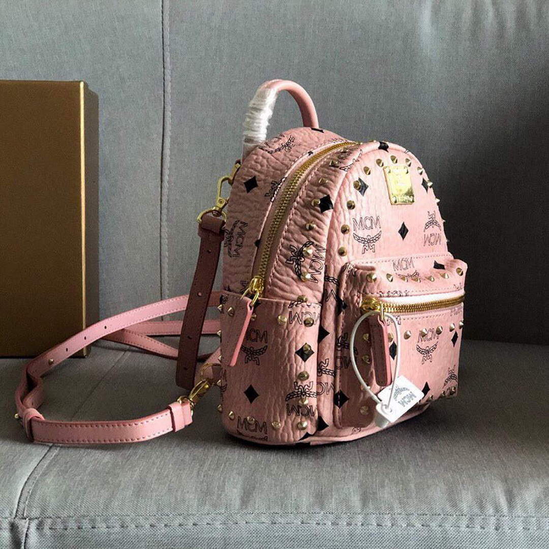 MCM MMK6SVE92CO001 21cm Stark Bebe Boo Backpack in Visetos Pink | mcm mmk6sve92co001 21cm stark bebe boo backpack in visetos 012