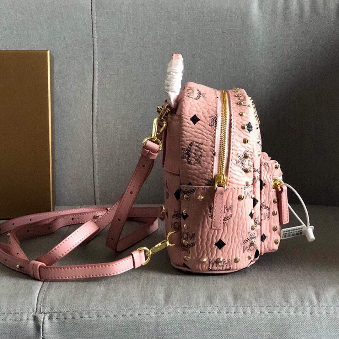 MCM MMK6SVE92CO001 21cm Stark Bebe Boo Backpack in Visetos Pink | mcm mmk6sve92co001 21cm stark bebe boo backpack in visetos 014