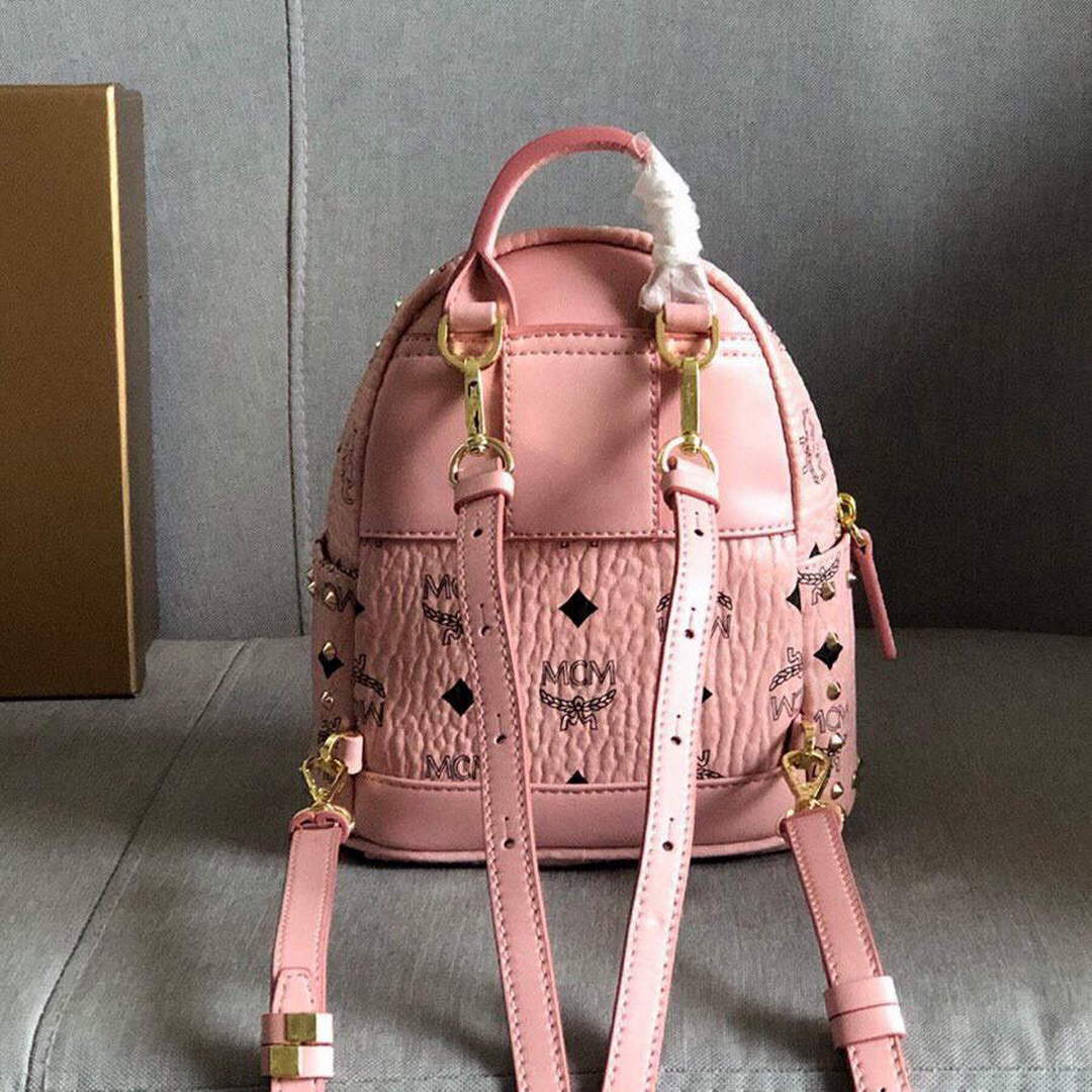 MCM MMK6SVE92CO001 21cm Stark Bebe Boo Backpack in Visetos Pink | mcm mmk6sve92co001 21cm stark bebe boo backpack in visetos 015