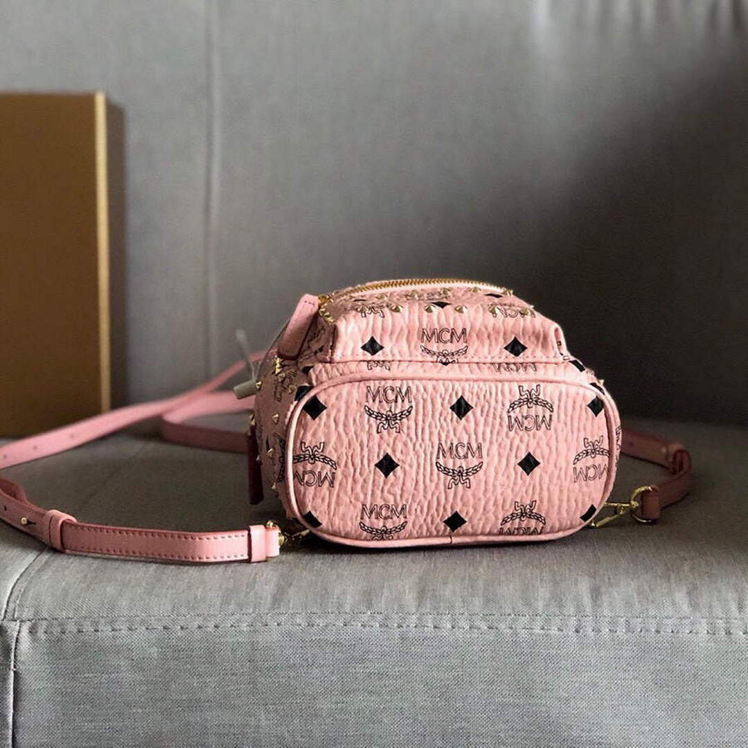 MCM MMK6SVE92CO001 21cm Stark Bebe Boo Backpack in Visetos Pink | mcm mmk6sve92co001 21cm stark bebe boo backpack in visetos 016