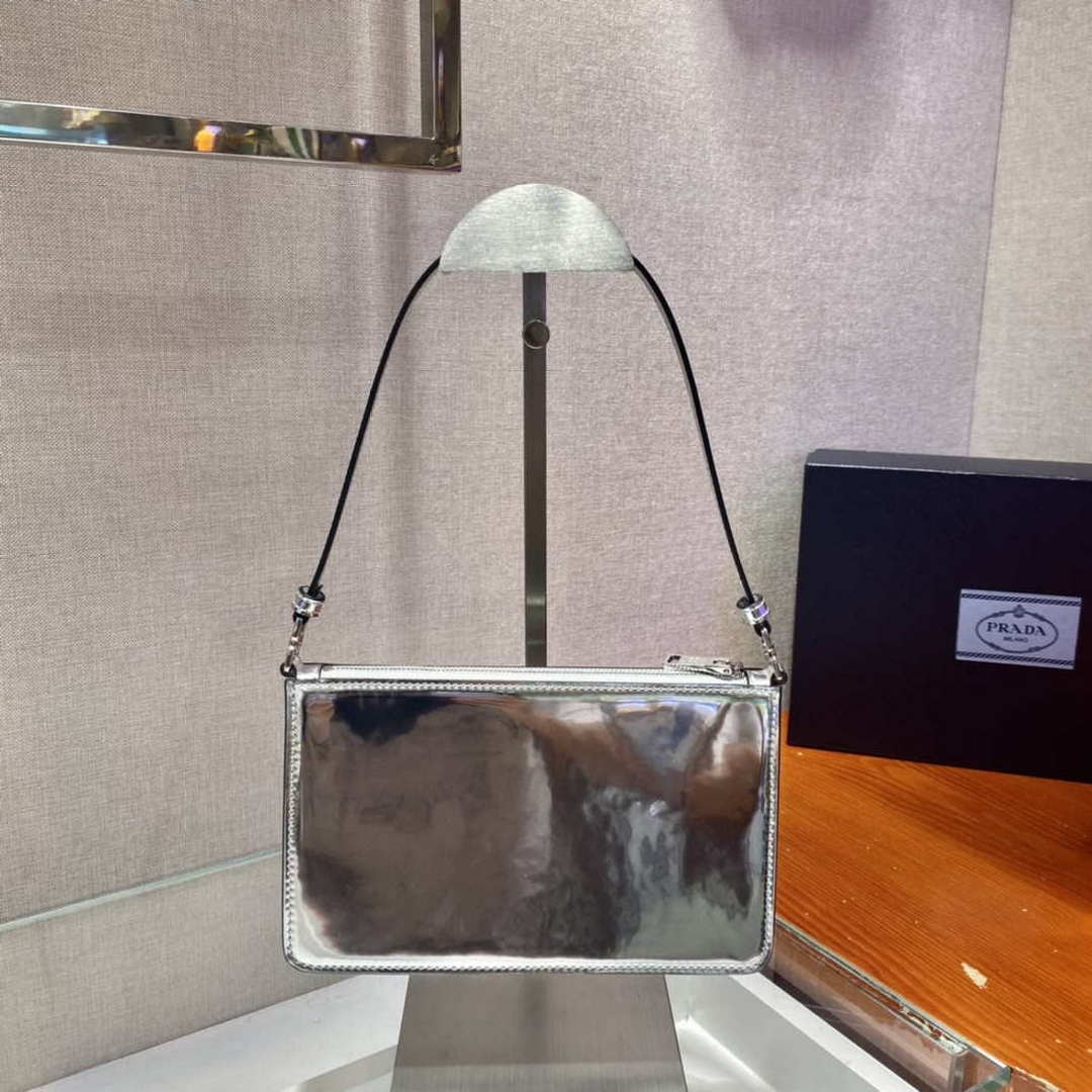 Prada 1BC155 Saffiano leather mini bag Blingbing Silver | prada 1bc155 saffiano leather mini bag 022