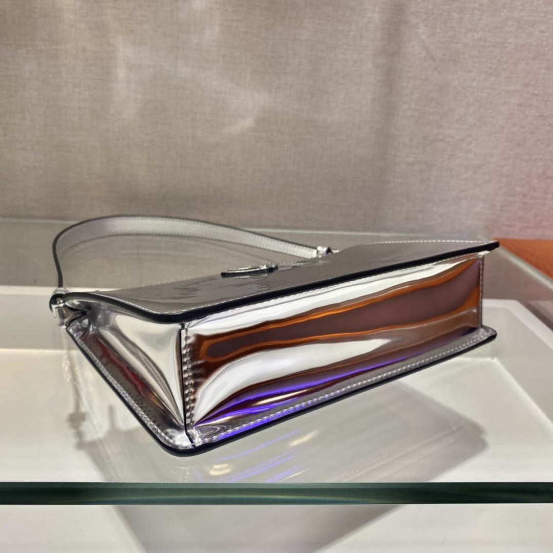 Prada 1BC155 Saffiano leather mini bag Blingbing Silver | prada 1bc155 saffiano leather mini bag 023