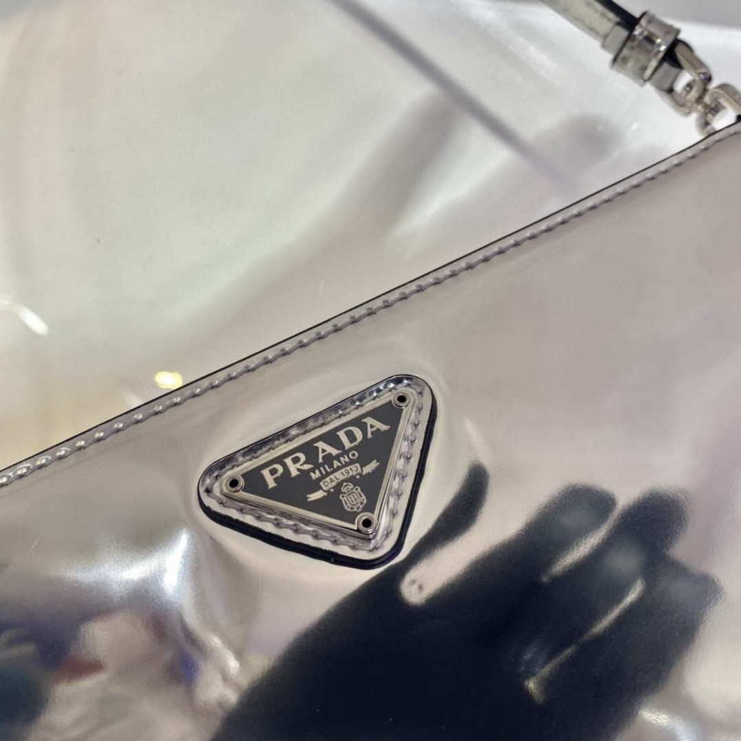 Prada 1BC155 Saffiano leather mini bag Blingbing Silver | prada 1bc155 saffiano leather mini bag 026