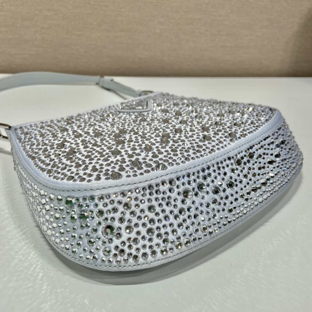 Prada 1BC169 Prada Cleo satin bag with appliqués White | prada 1bc169 prada cleo satin bag with appliques 005