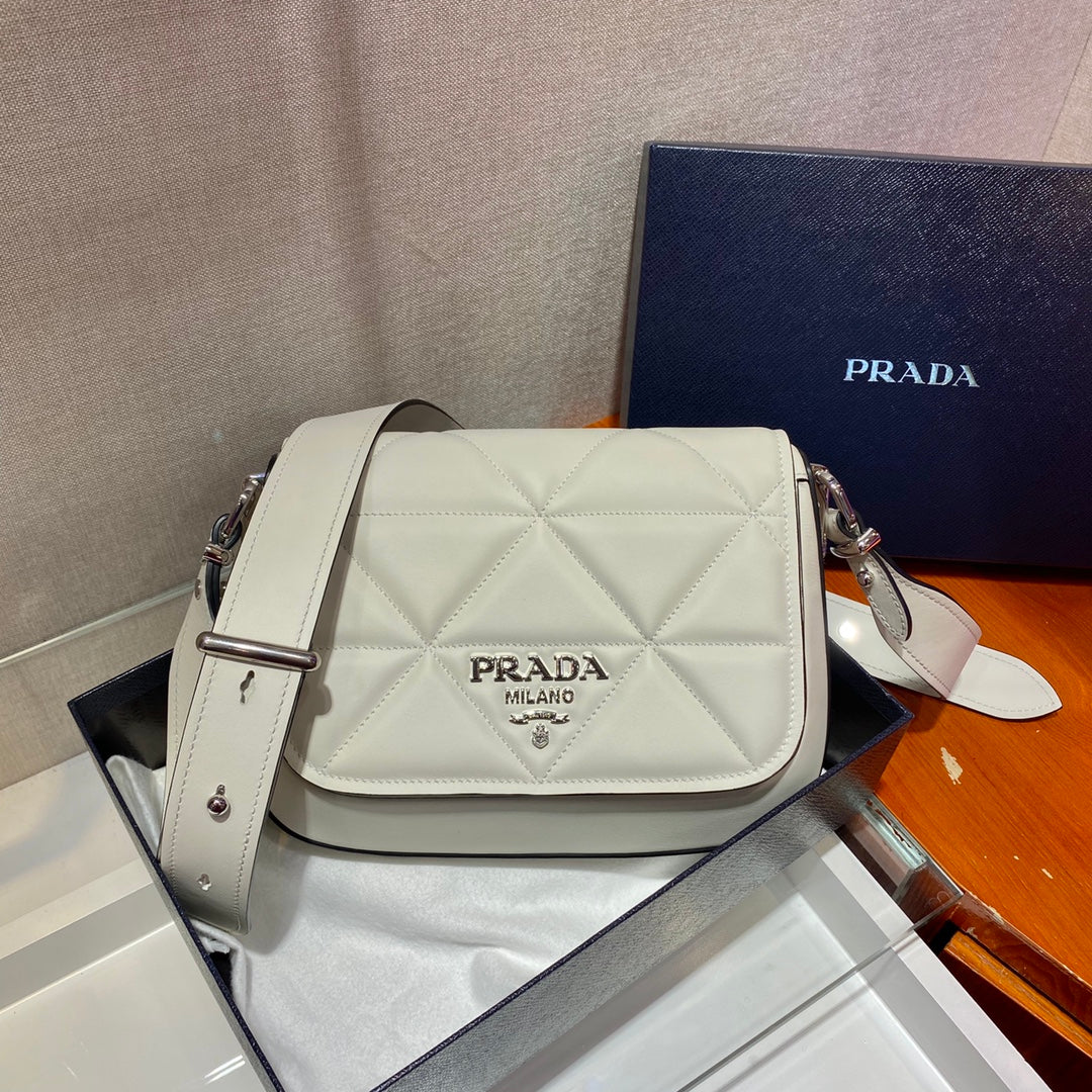 Prada 1BD283 Women's Spectrum Leather Shoulder Crossbody Bag White | prada 1bd283 womens spectrum leather shoulder crossbody bag white 002