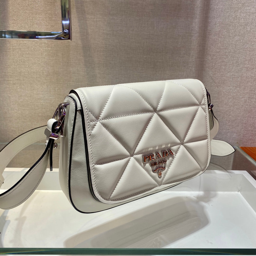 Prada 1BD283 Women's Spectrum Leather Shoulder Crossbody Bag White | prada 1bd283 womens spectrum leather shoulder crossbody bag white 004