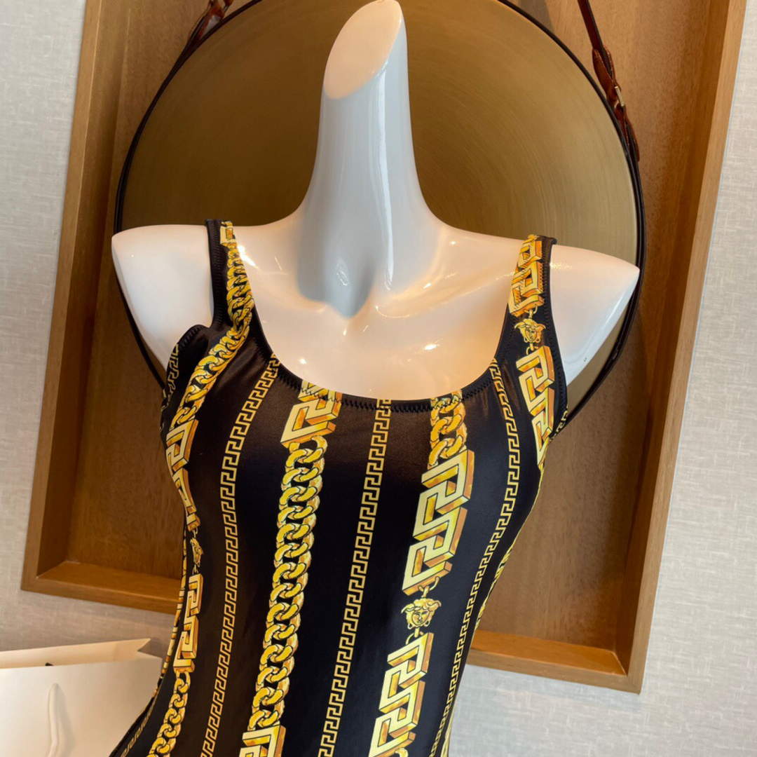 Versace Chain Pinstripe One-Piece Swimsuit 1001409 | versace chain pinstripe one piece swimsuit 1001409 003