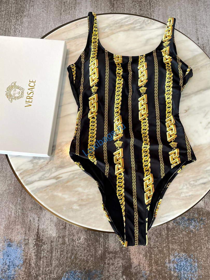 Versace Chain Pinstripe One-Piece Swimsuit 1001409 | versace chain pinstripe one piece swimsuit 1001409 005