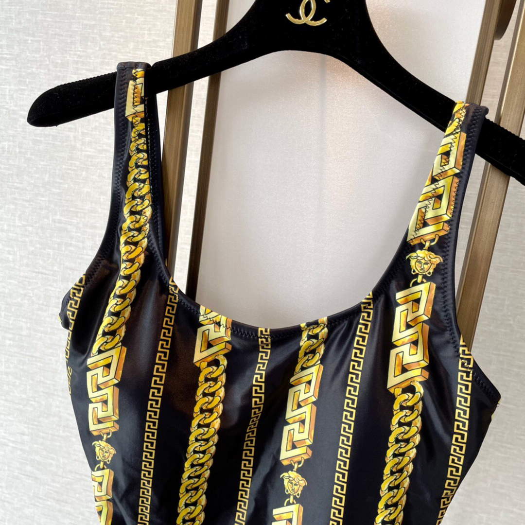 Versace Chain Pinstripe One-Piece Swimsuit 1001409 | versace chain pinstripe one piece swimsuit 1001409 008